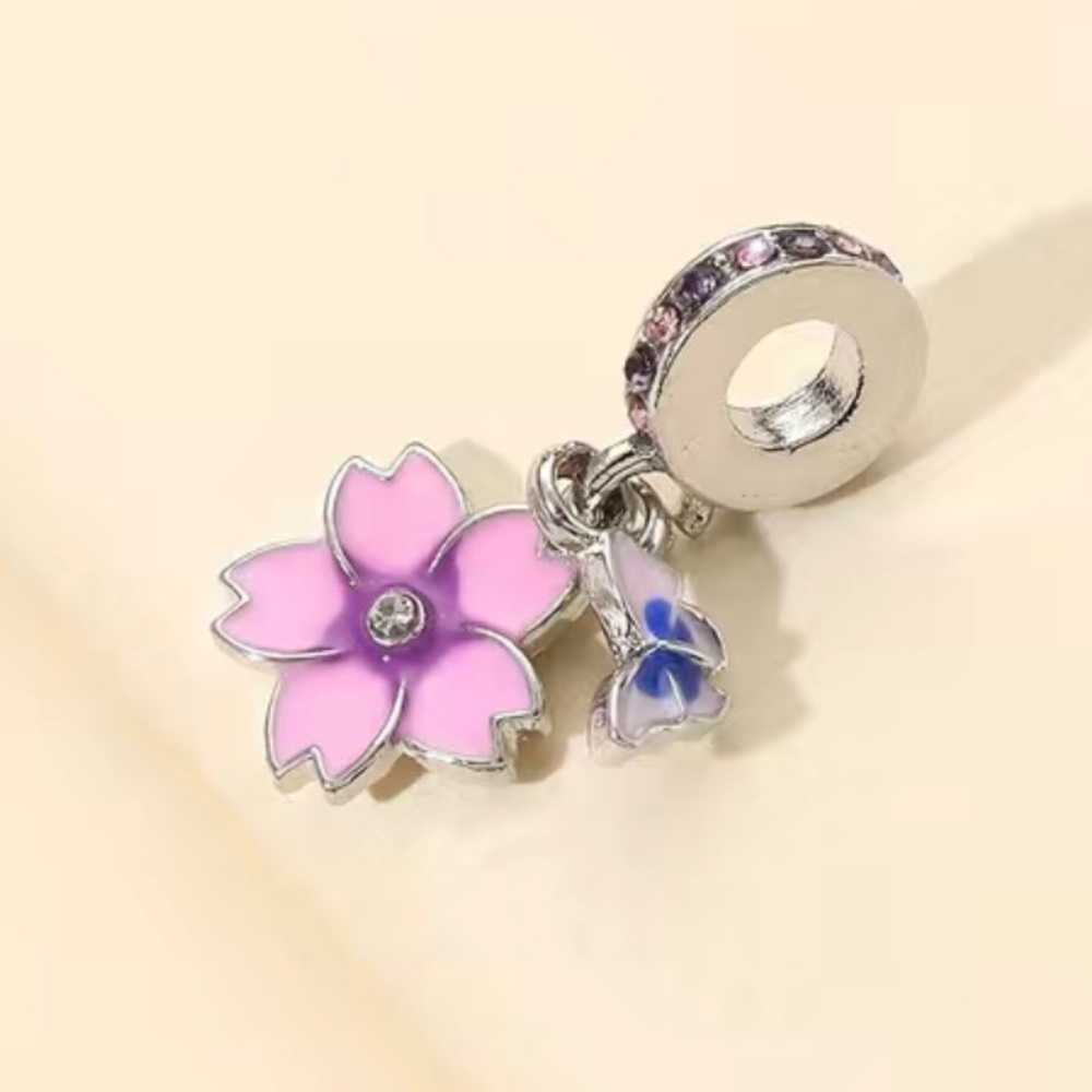 Flower and Butterfly Charm / Pendant